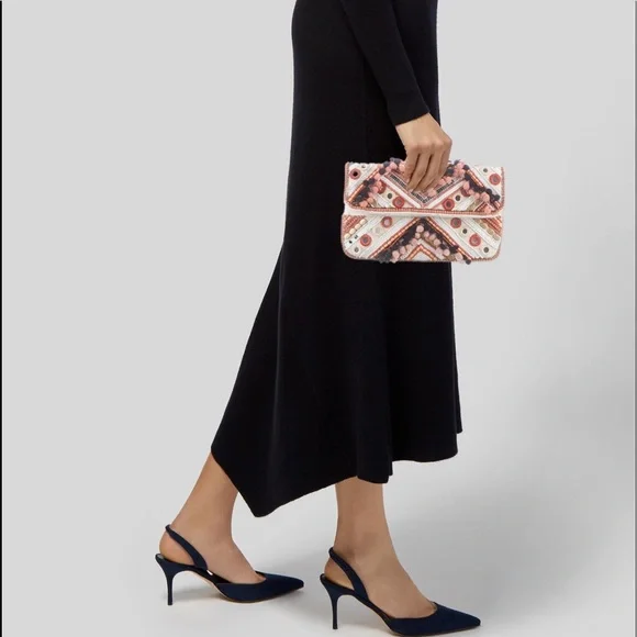 Anthropologie Clements Ribeiro Embelished Canvas Clutch - Picture 3 of 5